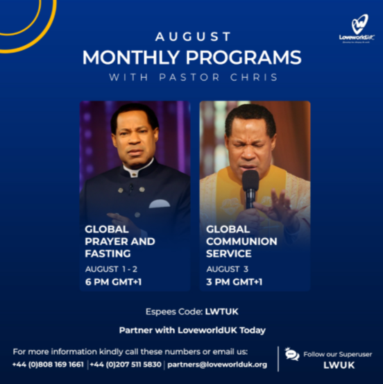 This weekend we prepare for two spiritually charged events with Pastor Chris Oyakhilome.